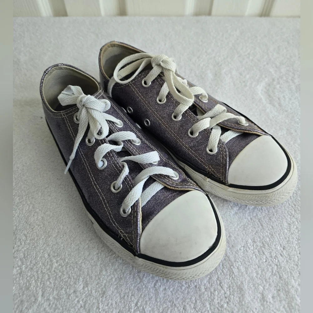 Converse Sneakers Shoes Moody Purple Glitter Kids Juniors Girls Size 3